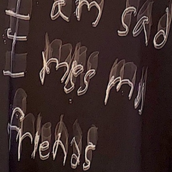 NWT RARE gallery dept. Boxy ANTIQUE BLACK handwritten “I m sad I miss my friends - Picture 14 of 17